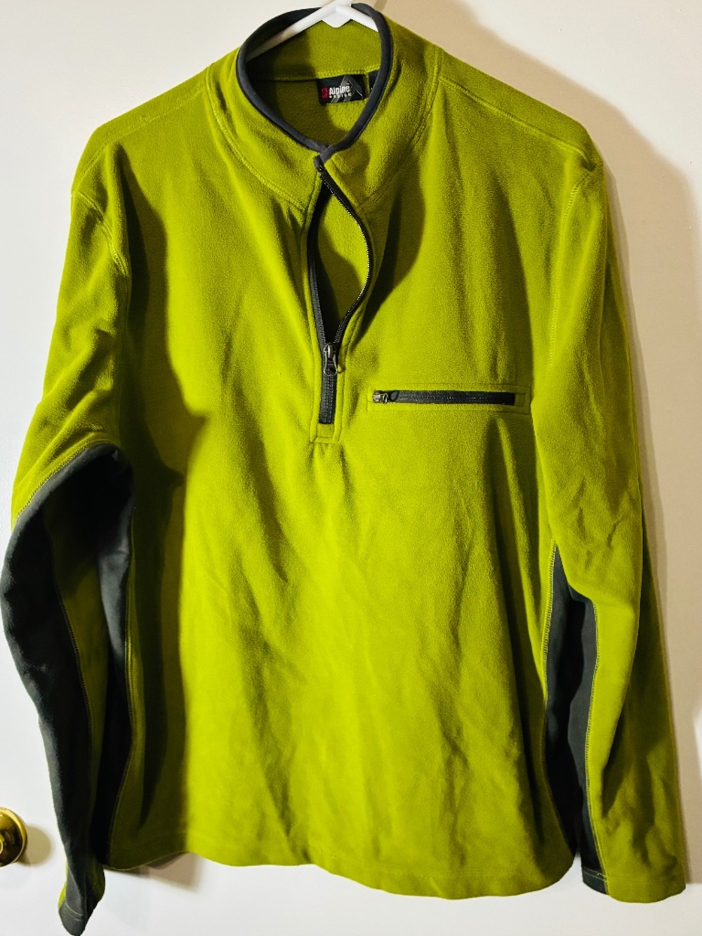ALPINE DESIGN MENS FLEECE 1/4 ZIP WARM PULLOVER LIGHT GREEN SZ L OUTDOOR WEAR